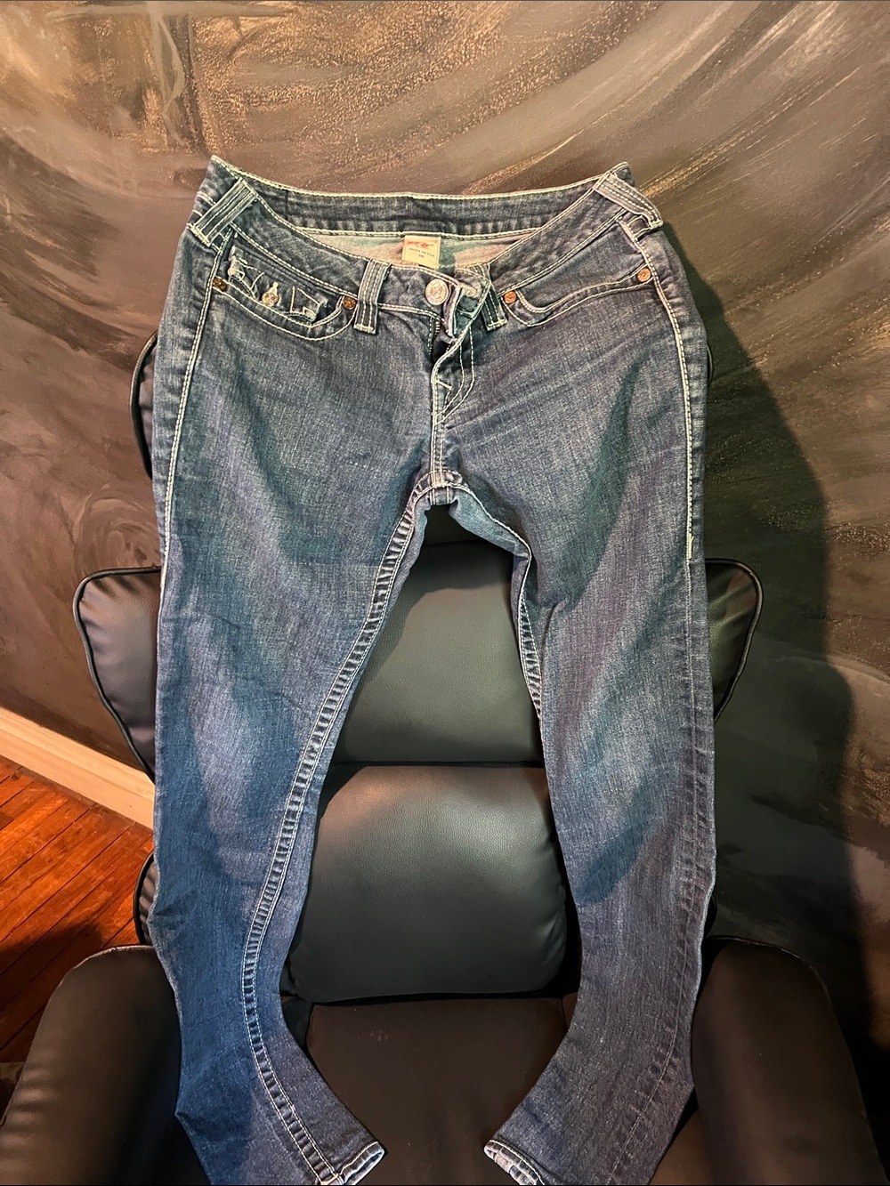 True Religion Skinny Jeans in Faded Blue Wash